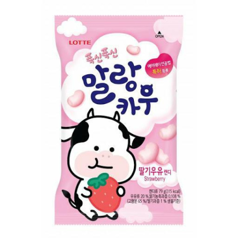 Cukierki Malang Cow Koreańskie Truskawkowe 79g Lotte Cukierki Malang Cow Koreańskie Truskawkowe 79g Lotte