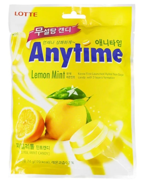 Cukierki Anytime z Xylitol 'em o smaku cytrynowo-miętowym 60g Lotte