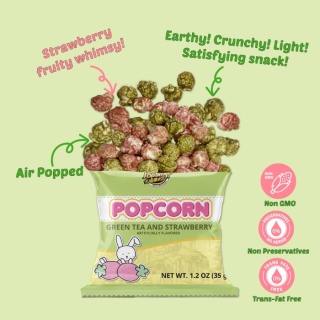 Popcorn o smaku Truskawki i Matcha 35g POP-SMILE