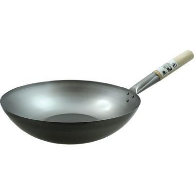 Wok ze stali węglowej płaski spód 35cm Jade Tample Wok ze stali węglowej płaski spód 35cm Jade Tample
