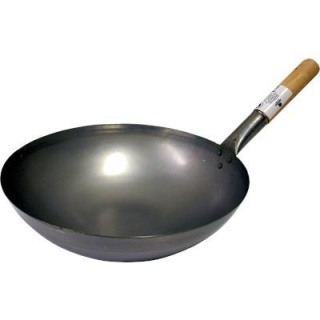 Wok ze stali węglowej z zaokrąglonym dnem 30cm Jade Tample