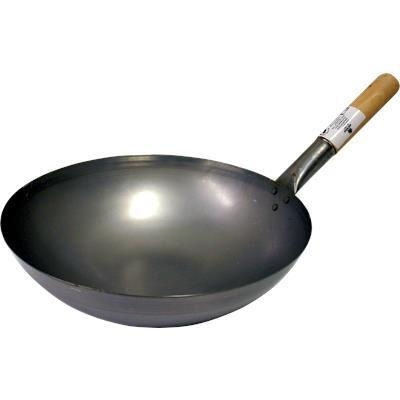Wok ze stali węglowej z zaokrąglonym dnem 30cm Jade Tample