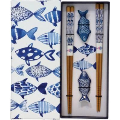 Zestaw pałeczek z ceramicznymi podstawkami "Rybki"