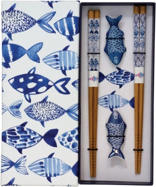 Zestaw pałeczek z ceramicznymi podstawkami "Rybki"