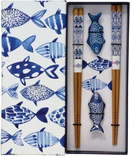 Zestaw pałeczek z ceramicznymi podstawkami "Rybki"