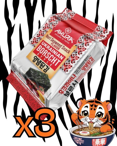 Zestaw Nori snack o smak barszczu ukraińskiego 3x4,5g Akura